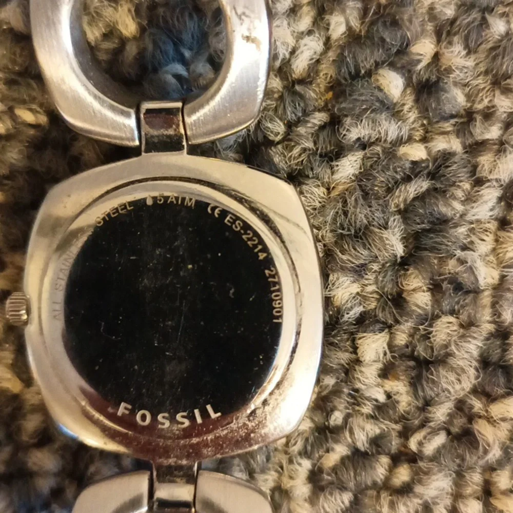 Fossil Silver ES2214 square face white dial bracelet women's watch